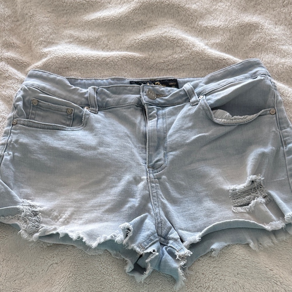 Indigo Rein Light Blue Distressed Jean Shorts